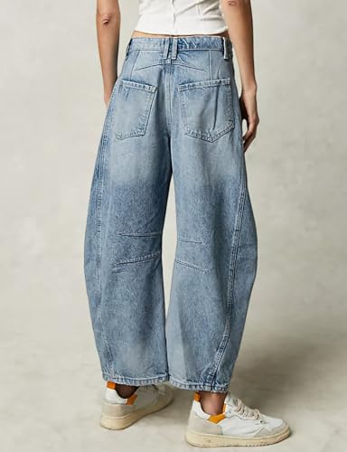 LONGYIDA Barrel Jeans for Women High Waisted Boyfriend Baggy Wide Leg Jeans Y2K Vintage Cropped Denim Ankle Pants3