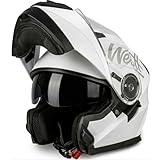 Westt Casco Moto Modular para Hombre Mujer - Casco Integral de Moto con Doble Visera Solar - Certificado ECE 22.06 - Ligero de ABS/EPS - Preparado para Bluetooth - Forro Desmontable y Lavable