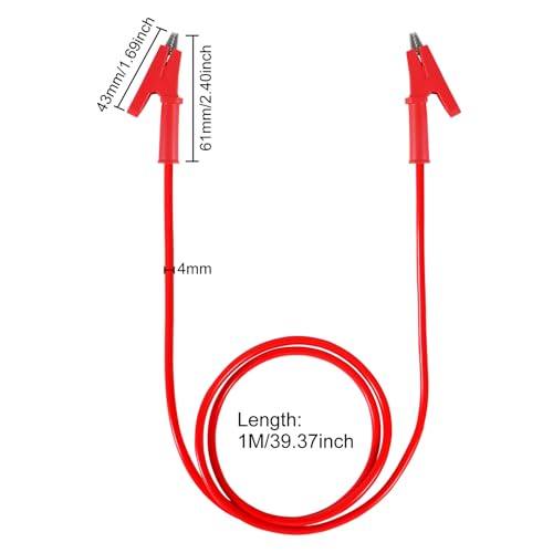 Image of 5pcs Test Leads 4mm Stackable Banana Plug to Crocodile Alligator Clips Flexible Cable Wire 3.3ft /1m for Multimeter Electrical Testing (Alligator Clips to Alligator Clips)