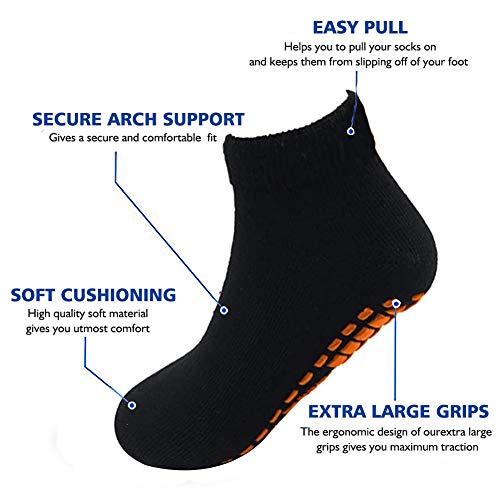 Ehdching 7/12 Pairs Pilate Anti Skid Trampoline Socks with Grips Non Slip Cotton Floor Yoga Socks for Kids/Men/Women4