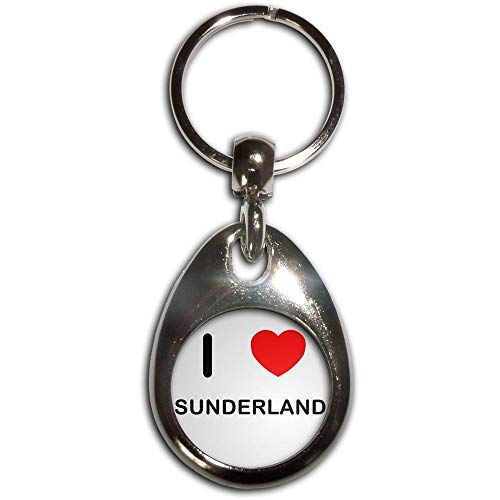 Image of I Love Sunderland - Chrome Tear Drop Shaped Double Sided Key Ring