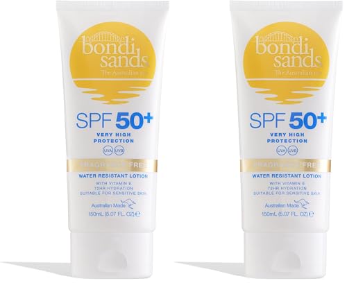 Bondi Sands Fragrance Free Sunscreen Lotion SPF 50+ | Non-Greasy Broad-Spectrum Formula Moisturises, Soothes, and Protects Skin, Water Resistant Up To 4 Hours + Cruelty Free | 150 mL/5.07 Oz option