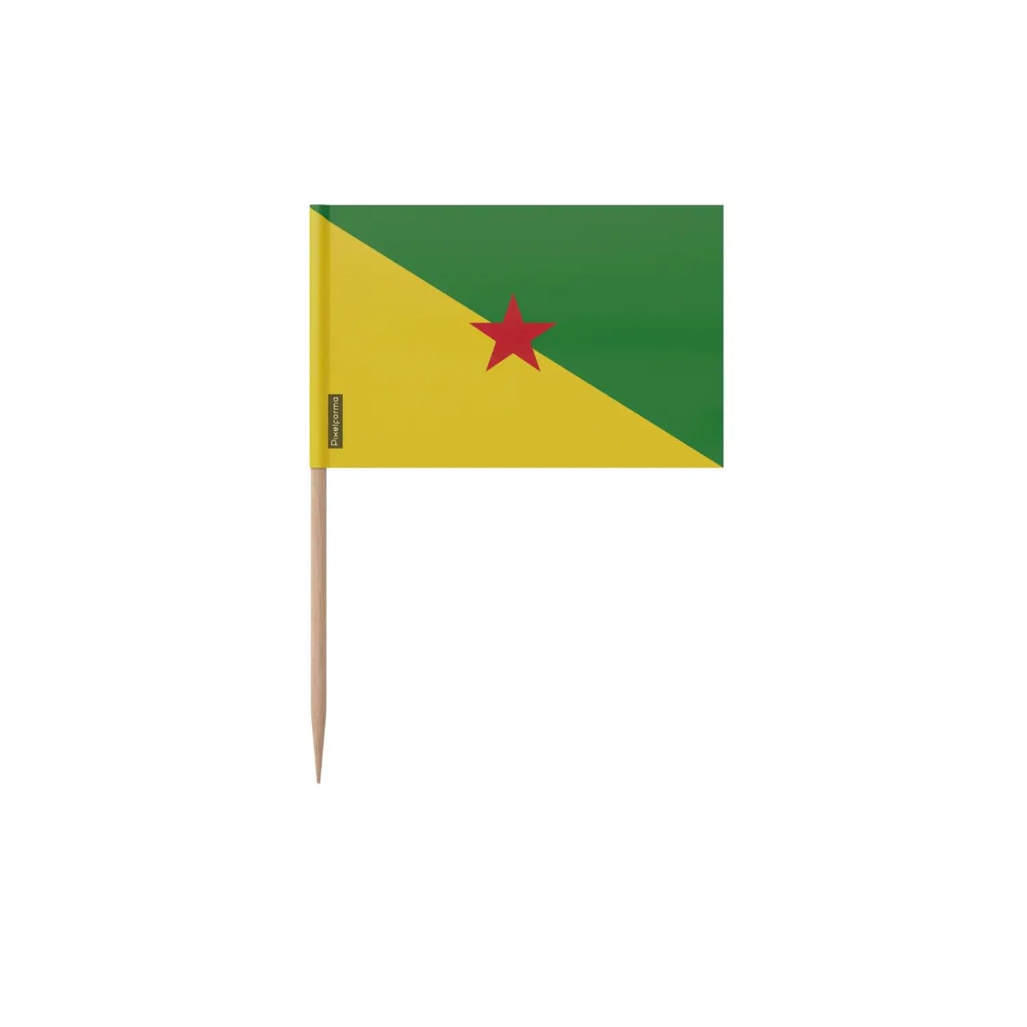 Cure-dents drapeau Guyane en bois 8cm pour décoration de cocktail