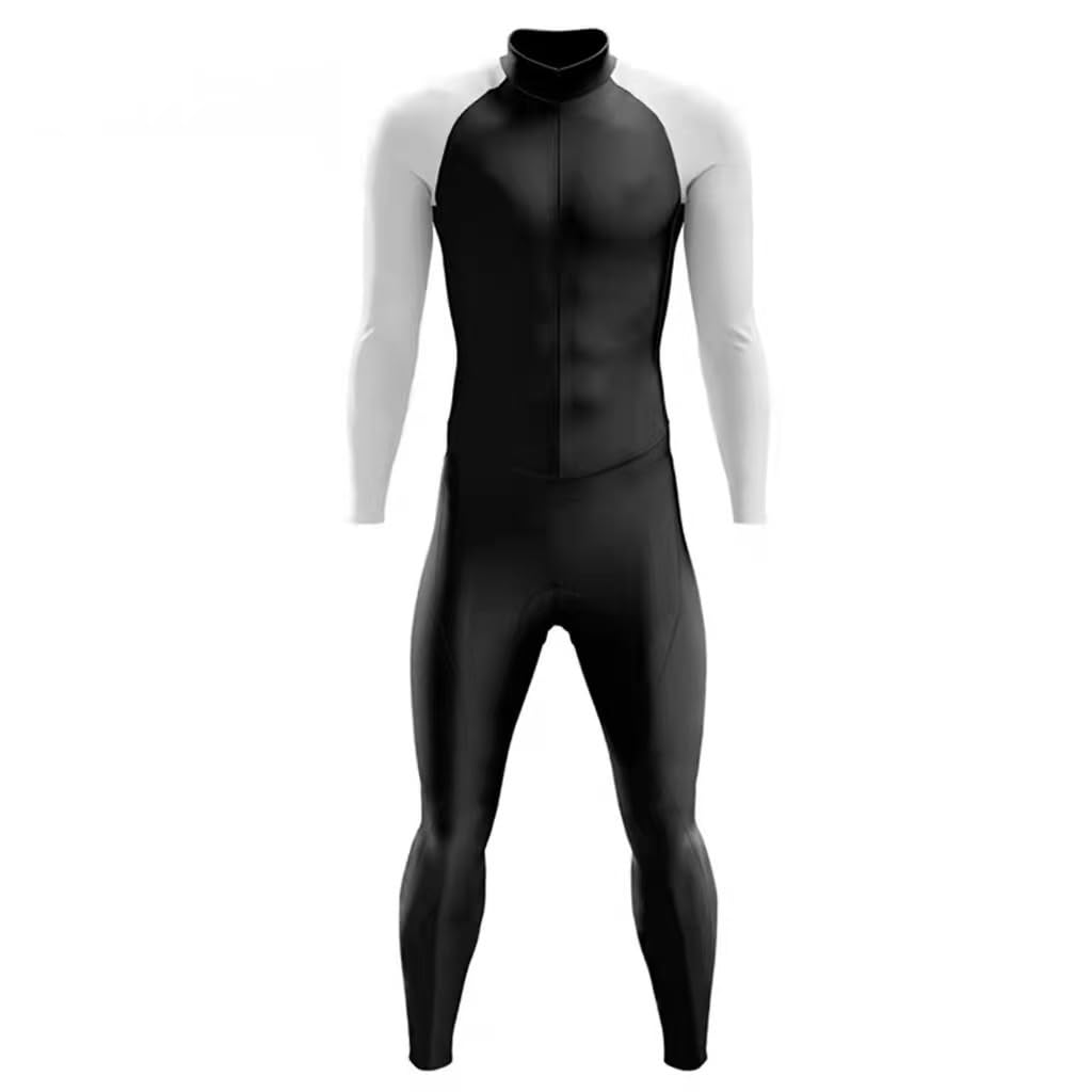 Herren-Radsportanzug, Triathlon-Overall, Overall, Lange Ärmel/Hosen mit Taschen, Polsterung, Mountainbike-Radtrikot-Sets (Color : 02, Size : Large)