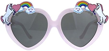 Children Size Girls Rainbow Unicorn Heart Shape Sunglasses Pink