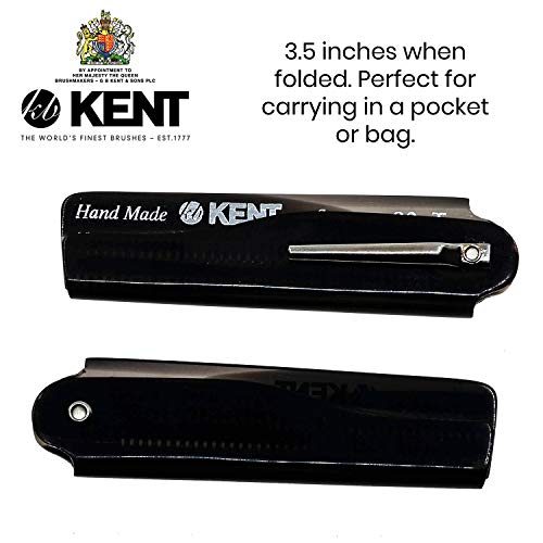 Kent 20T Black Graphite Handmade Folding Pocket Comb For Men, Fine Tooth Hair Comb Straightener For Everyday Grooming Styling Hair, Beard Or Mustache, Use Dry Or With Balms, Saw Cut, Made In England #TOP6