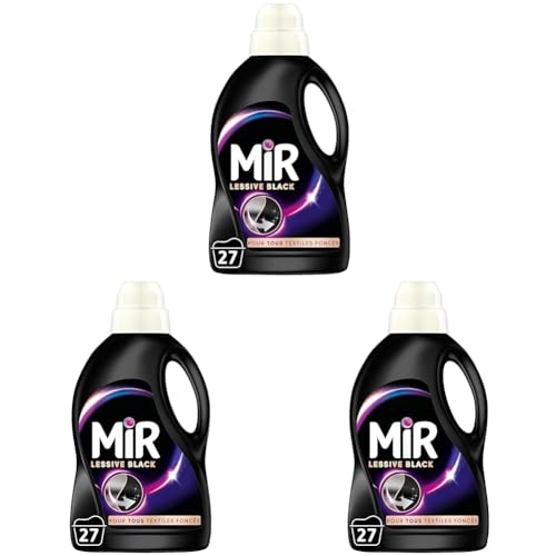 Mir Lessive Liquide Black Main & Machine Formule Unique 3en1, 1.35L (Lot de 3)