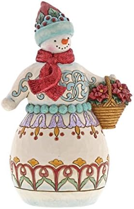 Heartwood Creek Wonderland Snowman Holding Basket Figurine