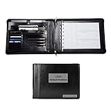 Geslun Custom 7 Ring Check Binder, Engraved Vegan Leather Business Checkbook Cover Holder, 3-On-A-Page for 600 Checks (9 x 13”), Desk Commercial Cheque Zippered Folder, Black