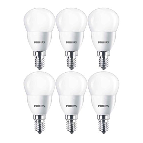 Philips LED E14 kleine Edison-Schraube Mini Globe Leuchtmittel, 5,5 W (40 W) – Warmweiß, Synthetisch, warmweiß, E14, 5.5W 230 V 6er-Pack