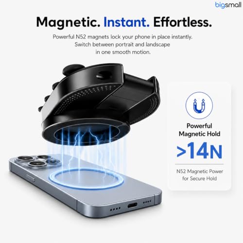 Image of Bigsmall Compatible Car Mobile Holder Magnetic Dashboard Phone Mount with 360 Rotation | Strong Magnet Car Phone Stand for iPhone & Smartphones (Blue)
