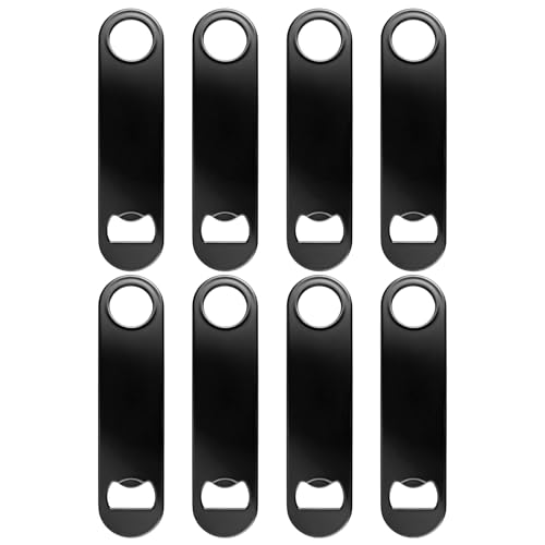 Bar Abrebotellas 12.5 cm Negro, 8PCS Sacacorchos de Cerveza de Acero Inoxidable, Antideslizante Abrebotellas Profesional para Cerveza, Abridor de Botellas de Acero Inoxidable para Bar Restaurante
