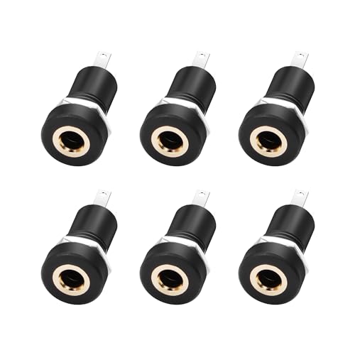 PNGKNYOCN 6pcs 3,5MM L&ouml;tbuchse f&uuml;r Panelmontage, 3,5mm 3-polige Stereo-Audio-Video-Buchse f&uuml;r Panelmontage, L&ouml;tanschluss mit Muttern