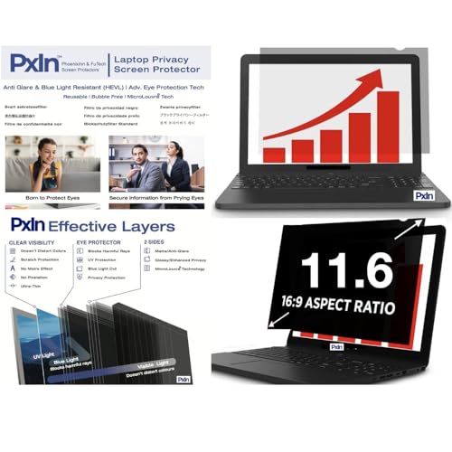 Image of PHOENIX PxIn Privacy Screen Protector for Laptop 11 inch | Privacy Screen Protector 16:09 | Anti Blue Light | Anti Glare