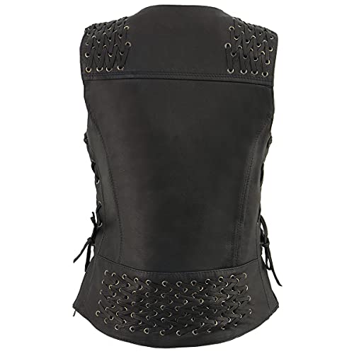 Image of Milwaukee Leather Women's Premium Classic Leather Motorcycle Rider Vest w /Adjustable Side Laces