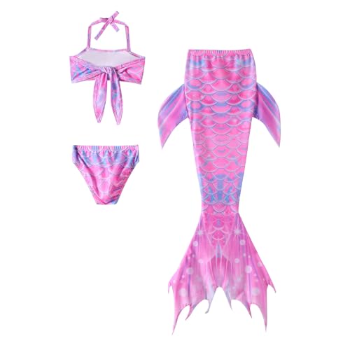 𝙈ermaid Swimwear for Girls 3 Pcs Cute Ruffle Bikini Sets with 𝙈ermaid Fish 𝙏ails Cover Up Bathing Suits3