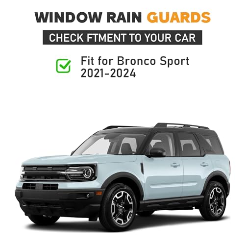 Image of Shatterproof Taped-On Window Deflectors for Ford Bronco Sport 2021-2025, Rain Guards, Window Visors for Car, Vent Deflector, 4pcs