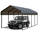 Poborin Durable Metal Carport 10 x 20FT Heavy Duty for Cars - Large Garage Shelter Solution,All-Weather Portable Car Garage Canopy Shelter for Cars & Boat Cover for Yard