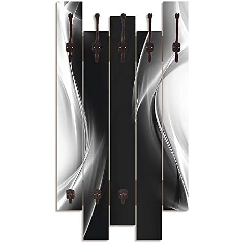 ARTLAND Wandgarderobe Holz mit 8 Haken 63x114 cm Design Garderobe Paneel Cover