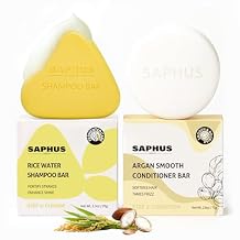 Rice Water Shampoo Bar & Argan Conditioner Bar Set Hair Strengthening, Nourishing & Growth Bars for Fine or Weak Hair Solid Shampoo and Conditioner Bars for Shine & Scalp Balance