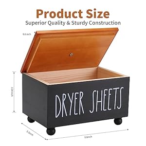 Dryer sheet box with lid dryer sheet holder dispenser container laundry room decor wood box for laundry room organization gift storage dryer sheets fabric sheet dryer balls black  urban country home decor