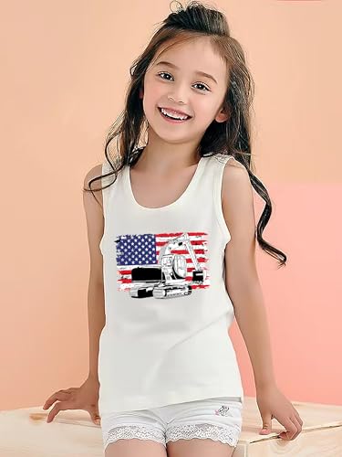 Image of 4th of July Tank Tops Toddler Boys American Flag Shirts Kids Patriotic T-Shirts Sleeveless Top 100% Cotton Tees 1-7T
