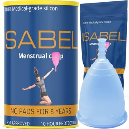ISABEL Menstrual Period Cup Soft Silicone Medium Size For Women/Girls No Leakage, Eco Friendly, Comfortable & Easy to Use, Protection For Up to 8-10 Hours (Purple, Medium)