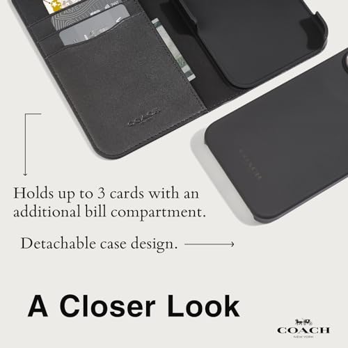 Coach Wallet Folio iPhone 15 Pro Case, Compatible with MagSafe - Signature Charcoal - image 6