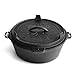 Produktbild BURNHARD Dutch Oven Pre-Seasoned, 6qt 5,6 Liter, Gusseisen Feuertopf, Schmortopf mit Deckelheber ohne Füße
