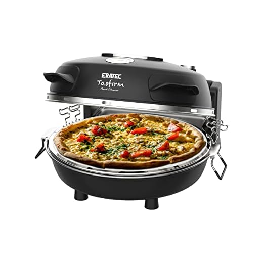 ERATEC-Pizzaofen,SET-PM-27.Temperatur bis zu 400°C mit 5 Garstufen,Pizza 4 Minuten fertig inkl. Zubehör: 32 cm Feuerfeste Steinplatte- XXL Pfanneneinsatz -Pizzaschieber-Pizzaschneider.