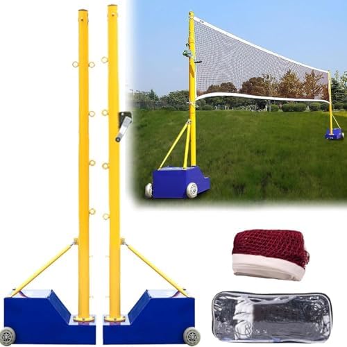 Volleyball Poles and Badminton Net Stand Portable - Indoor Outdoor Heavy Duty Set with Fillable Base for Backyard Use, Ideal for Adults and Youth Games