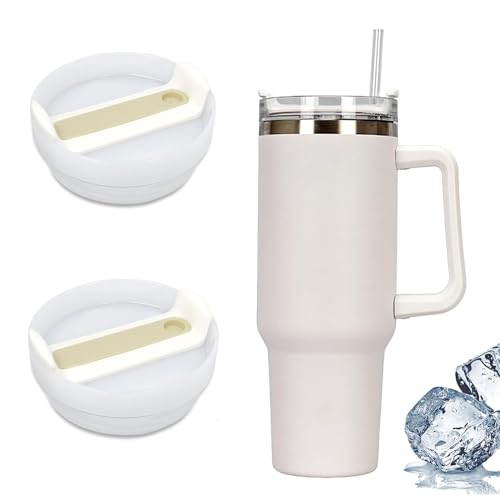 2 Pcs Stanley Cup Lid, Stanley Food Flask, Stanly Cup, Spill Proof and Splash Resistant Lids, Replacement Cup Tumbler Compatible with Stanley 40oz Cup Accessory, with Straw Hole