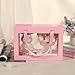 JINGUAN Pink Gift Box with Window, Clear Magnetic Gift Box with Handle for Present, Bridesmaid Proposal Box (10.5x7.5x3 Inches