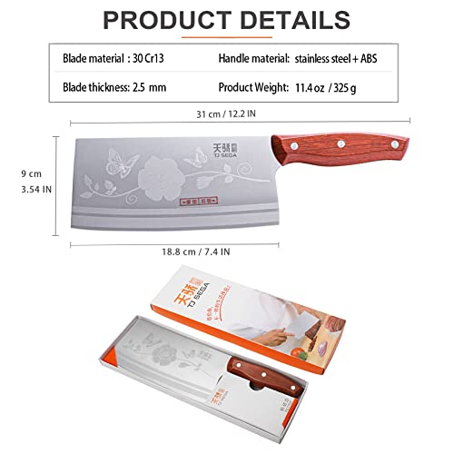 Miniatura 6 de Tj Pop Cuchillo De Chef Chino, Cuchillo De Carnicero Profesional 18cm 2 En 1 Cuchillo De Cocina Afilado Con Diseño De Colmillo Completo, Hoja De Acero 30cr13 Espesor 2.5mm,Tj Sega Serie Tc1707