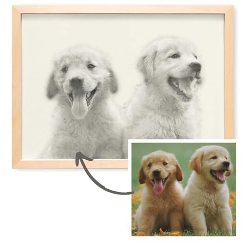 Tierportrait personalisiertes Geschenk Hundebesitzer Bild im Stil einer Bleistiftzeichnung von Foto Portrait wie Bleistift Zeichnung Fotogeschenk Hund Geschenk Haustier (mit oder ohne Rahmen)