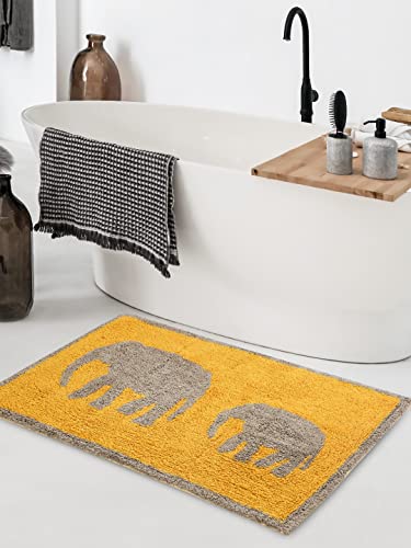 Image of SASHAA WORLD Elephant + Leaf Patterned Bathmat 50 X 80 cm (Combo of 2)