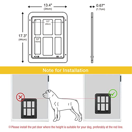 Pet Dog Screen Door Doggy Door with Flap Lockable Cat Door for