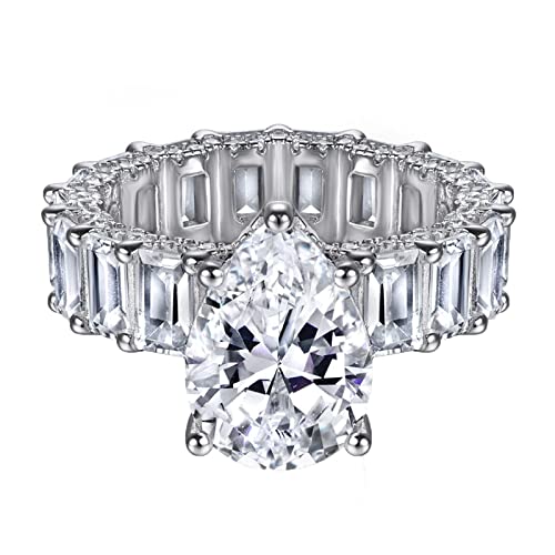 Bague zircones KnSam en argent 925 avec une coupe en goutte d'eau éclatante