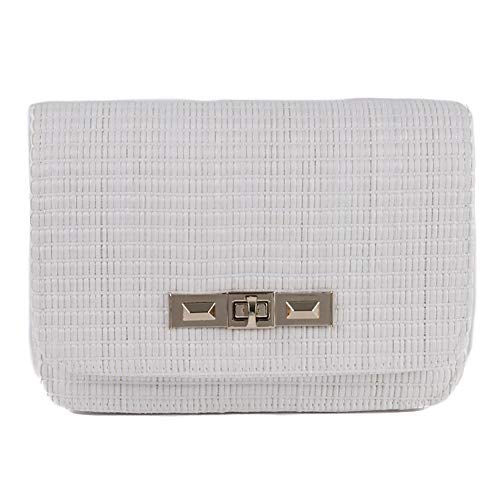 Sac à bandoulière d'exception Meri Blanc en raphia tressé