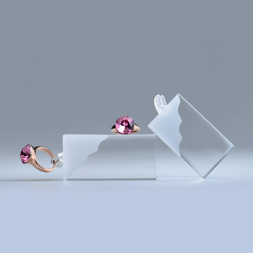 Présentoir à bagues élégant en Acrylique Mat Transparent, Ensemble de 3 Supports pour Bijoux, idéal pour Les boutiques et Les exposants.