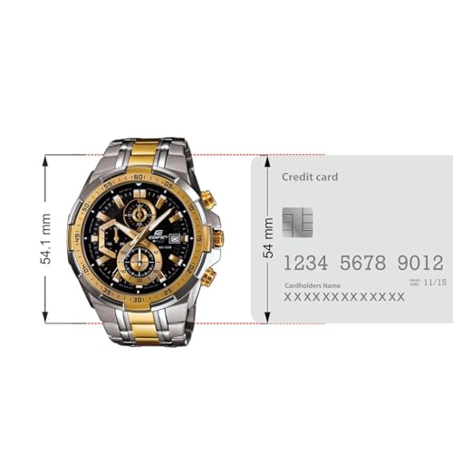 Image of Edific Analog Chronograph Men's Watch - Stainless Steel Two-Tone Gold & Silver Strap, Black Dial, Date Display