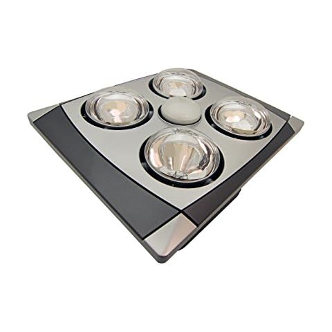 Aero Pure A716A MC Quiet Bathroom Fan with Heat and Light, Matte Silver with Chrome Trim Cover