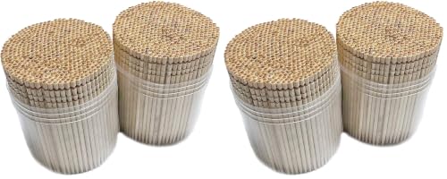 Image of 1000 Wooden Toothpicks Ornate Handle in Toothpicks Holder Container 4 Packs of 500, Good for Party, Cleaning Teeth, Appetizer.
