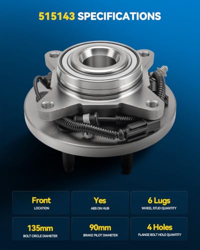 Image of PHILTOP 515143 x2 RWD Front Wheel Bearing Hub Assembly for Ford F-150