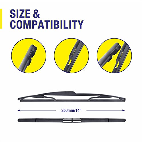 Image of 5 PLUS 14 inch Rear Wiper Blade Replacement for 2014 2013 2012 2011 2010 2009 2008 2007 Ford Edge BACK Windshield Wiper Blade (14D)