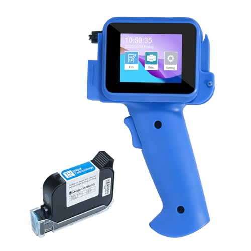 ZHONGMIN Handheld Inkjet Printer with 42ml Quick-Drying Ink Cartridge, 0.5 Inch Nozzle Ink Jet...