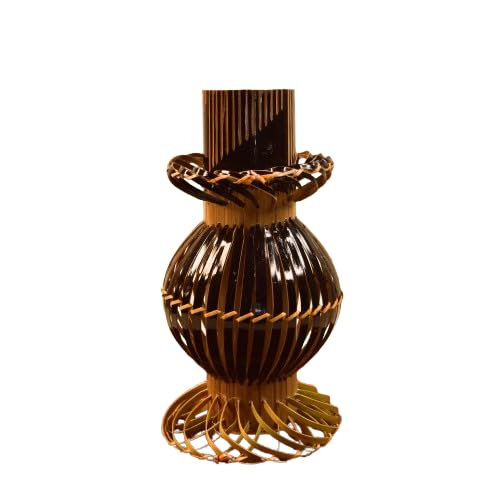 Bhartiye Crafts Tripura Decorative Bamboo Vase for Home Decor | Handmade Indian Bamboo Handicraft | Dome & Center Table Decor | Brown | 8 x 5 x 5 Inch(Flower Not Included)-image-43
