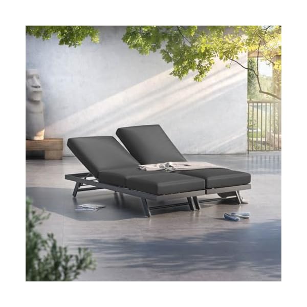 OUTLIV. Doppel-Gartenliege Atlanta Anthrazit/Grau