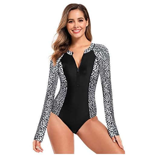 SHEKINI Damen Retro Langarm Einteiliger Badeanzug Reißverschluss High Neck Sport Bikini mit Gepolsterten Einlagen UV-Schutz 50+ Große Größen Surfen Bademode (S, Schwarz)