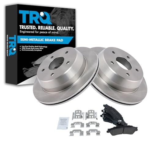 Image of TRQ Rear Brake Pad and Rotor Set Semi Metallic Rotors | For 1998-2005 Chevrolet Blazer 1998-2001 GMC Jimmy
